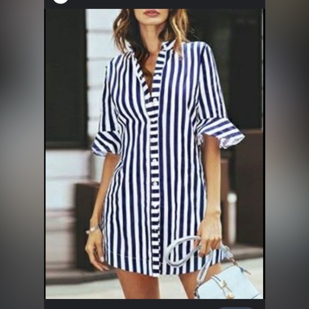 Portofino Italian striped navy dress